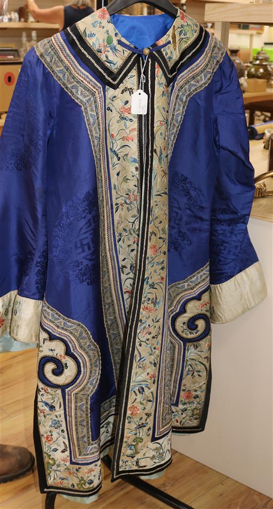 A Chinese embroidered silk robe